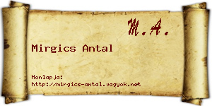 Mirgics Antal névjegykártya
